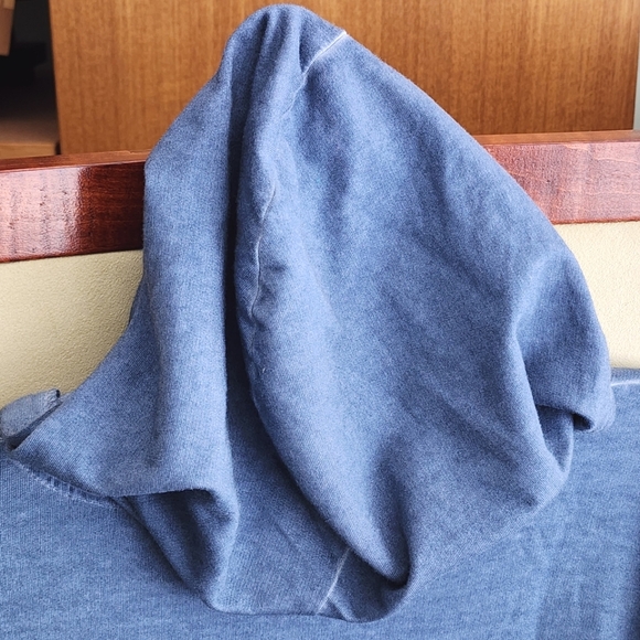 Grey & Gray Faded Blue Demin Embroidered Hoodie Size L - Picture 11 of 13